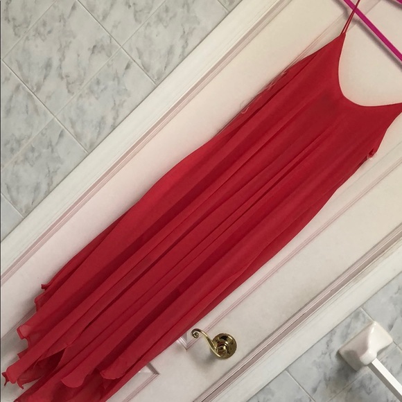 LAST 1! CORAL CHIFFON MAXI DRESS - Picture 5 of 7